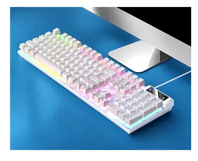 K500 Mechanical Gaming Keyboard, RGB LED Backlit, 104 Keys, Liquid Silicone Base, USB Powered
