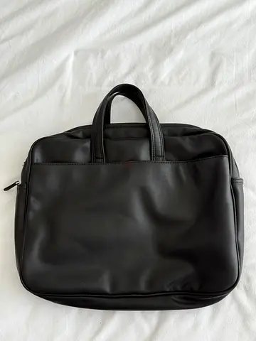 Zara Black Leather Laptop Bag Messenger Bag with Strap