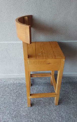 Solid Wood Bar Stool with Curved Backrest - Used