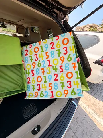 Set of 2 Foldable Fabric Storage Boxes with Number Print - Good Condition
