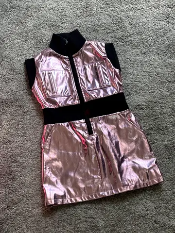 Pink metallic sleeveless zip-up dress Karl Lagerfeld kids 6 year