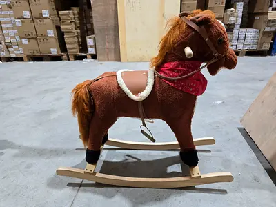 Brown Plush Rocking Horse with Saddle and Bridle