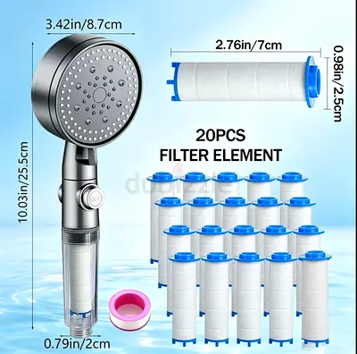 Filtered Shower Head + 20 Replacement Filters (Grey)