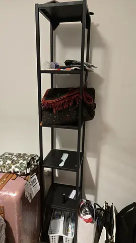 Slim 5-Tier Black Storage Shelf - Tall Narrow Organizer