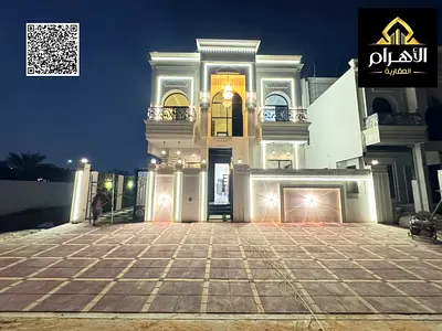 Luxury villa, prime location, mall behind the villa, garden in front of the villa, registration fees included, two floors and a roof