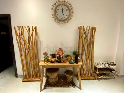 Solid Wood Console Table with Decorative Natural Accents