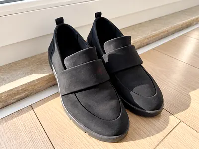 ECCO black leather slip-on shoes, lightly used, size 36