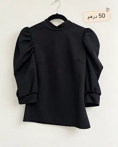 Black puff-sleeve women's top, size Small New
