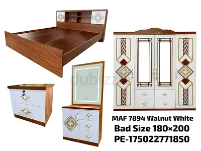 Walnut & White 3-Piece Bedroom Set with Storage Bed (180x200)