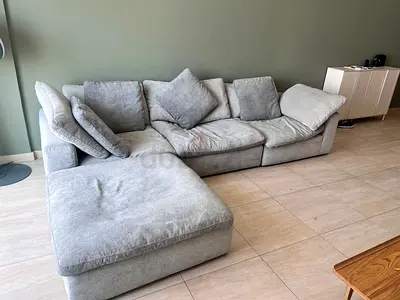 Pan Home pianca feather 🪶 filled modular sofa with footstool