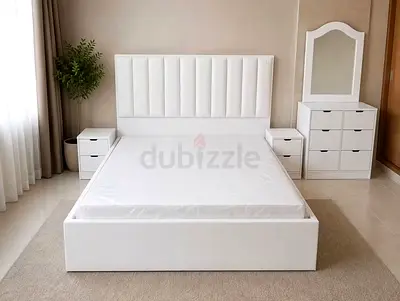 New Style Queen size bed with mattress night stand Dressing table