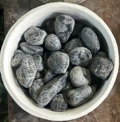 Bucket of decorative grey river stones / pebbles - good for planters or garden