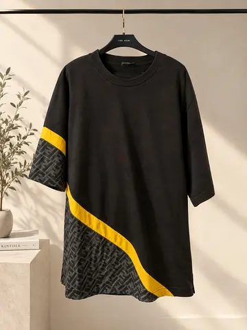 Authentic Fendi Men's Diagonal FF-Monogram Jersey T-Shirt