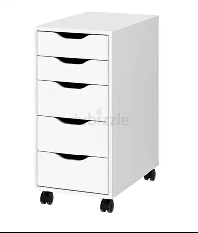 Alex White 5-Drawer Mobile Storage Unit on Wheels - Compact Office/Bedroom