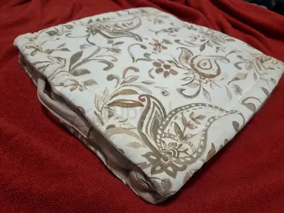 Square Seat Cushion - Cream & Taupe Paisley Floral Print - Liwan 2, Dubai