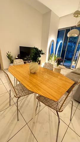 Modern wooden dining table with 4 chairs from ikea - good condition
