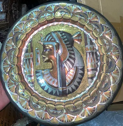 Egyptian-themed Decorative Metal Wall Plate -39cm length