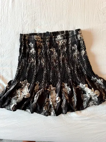 All Saints Black floral smocked mini skirt size UK 10