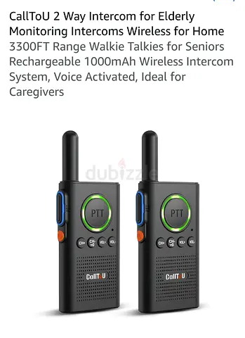 CallToU 2-Way Rechargeable Walkie Talkie Pair – Voice Activated, 3300FT Range