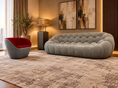 Roche Bobois Bubble Designer Sofa & 360° Swivel Armchair Set | Sacha Lakic | Iconic Design