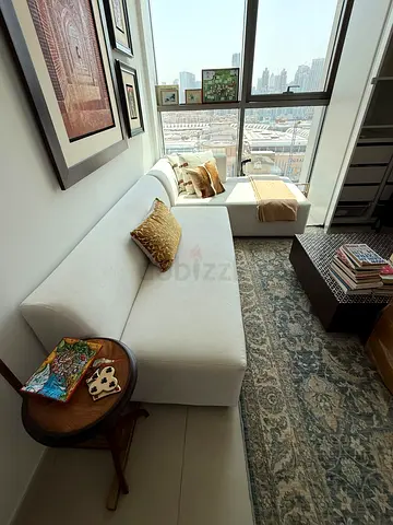 White L-shaped Sofa with Chaise - Good Condition