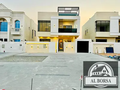 🏡 For annual rent – Modern villa, first occupancy, in Al Zahia – Ajman ✨ Consisting of 5 master bedrooms with a majlis and a large family lounge