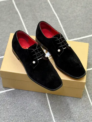 Men's Black Suede Dress Shoes - Size Not Specified