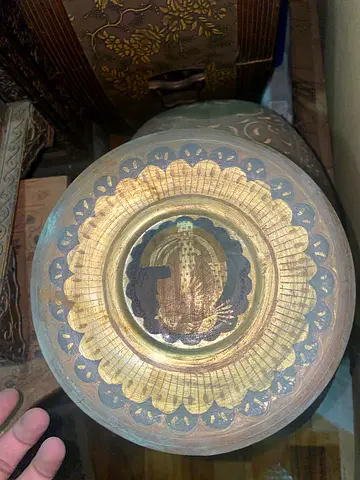 Brass Plate with Floral Motif-25cm height