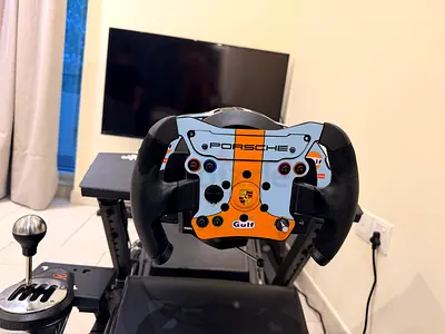 Porsche-themed USB Racing Wheel Thrusmaster and Sequential Shifter for PC/Console sim rig