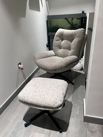 Amore Accent Chair With Ottoman - Grey