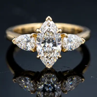 18K Gold Diamond Trilogy Ring 1.01 CT | IGI Certified | Engagement Wedding Luxury Ring
