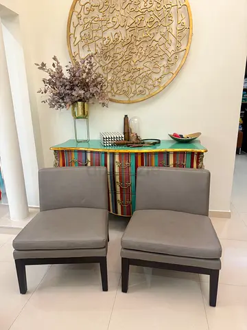 x2 WEST ELM Leather Slipper club chairs in Elephant gray genuine leather