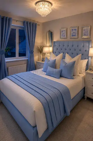 Stylish cozy light blue colour 90*200 single size bed