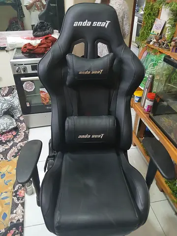 Black Leather Racing-Style Gaming/Office Chair with Lumbar Support