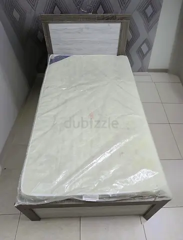 Single Bed Frame with Mattress - Light Wood, Good Condition