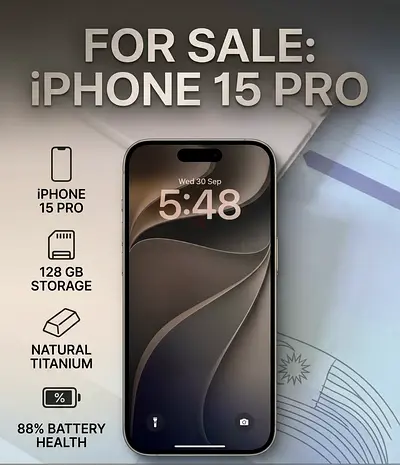 Iphone 15 Pro. 128GB. Excellent condition. Scratches free body.
