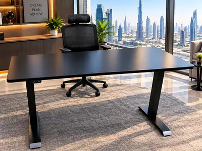 IKEA Modern black adjustable office desk  metal legs, good condition