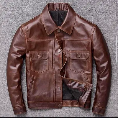 Men's Brown Real Leather Shirt Collar Jackets