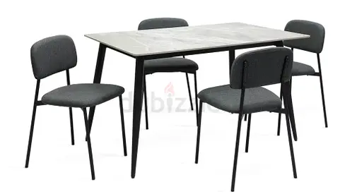 Stylish Design Marble Top Dining Set 4 Chairs