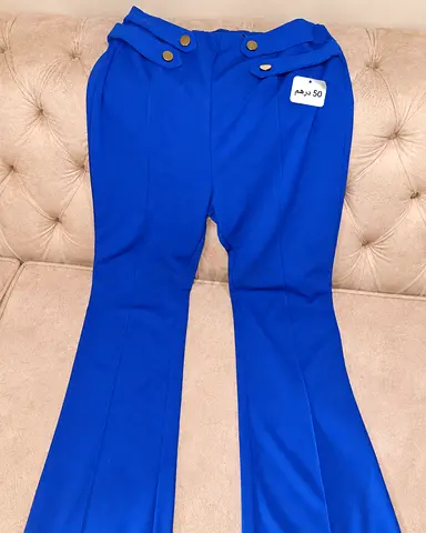 Blue women's tailored flared trousers, Small