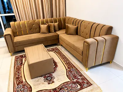 We are selling all the brand new L shape sofa beige color available