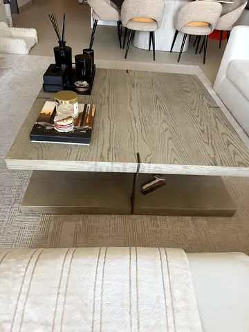 Modern square wooden coffee table with storage — light oak finish 120cm by 120 cm