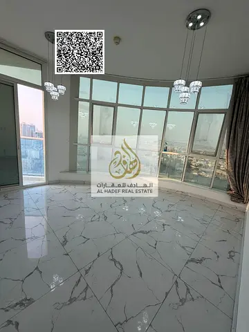 شقه ثلاث غرف وصاله مع استور ايجار سنوى مع باركن وجيم ومسبح اطلاله خور عجمان
