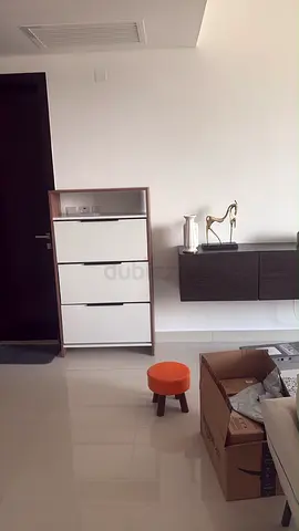 Slim 4-drawer Shoe Cabinet with White Drawers and Wood Frame