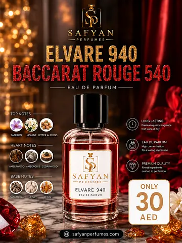 Safyan Elvare 940 (Baccarat Rouge 540) Eau de Parfum 100ml - New