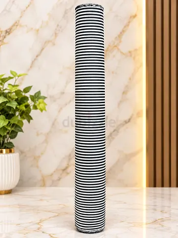 Black & White Striped Rolled Rug - Modern Narrow Runner