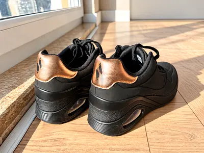 Brand new Skechers sneakers | Black platform sneakers with bronze heel detail