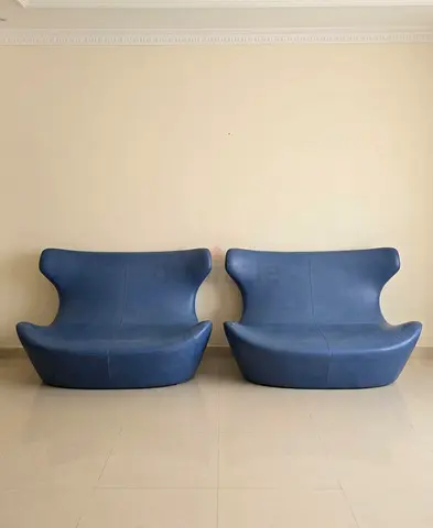 x2 BB ITALIA Love Papilio high back TWO SEATER LOVESEAT SOFA limited edition in leather L146 D93cm