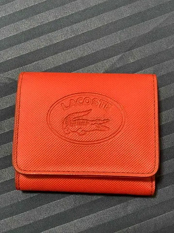 Lacoste small red leather trifold wallet