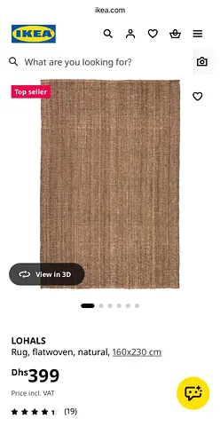 IKEA LOHALS flatwoven natural rug 160x230 cm